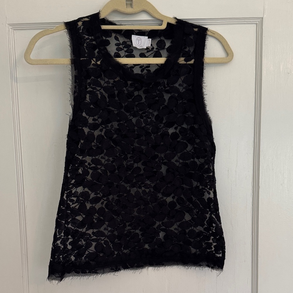 Black Lace Sleeveless Blouse